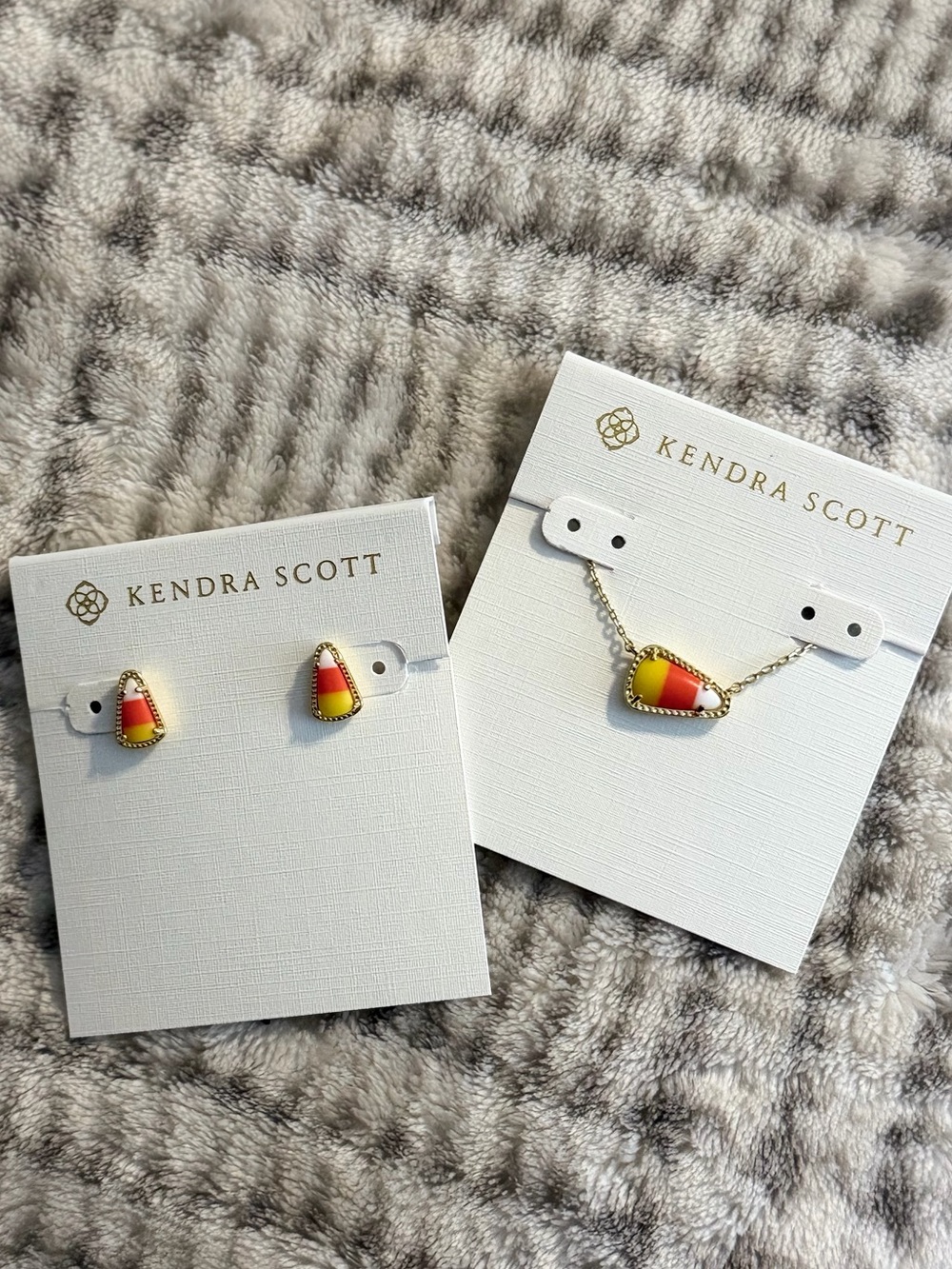 Kendra Scott Kids Gradient Teardrop Necklace & Stud Earrings - Yellow/Orange/Red